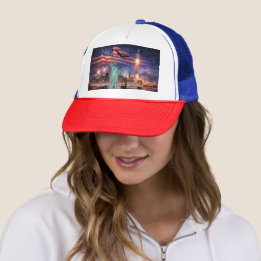 4th of July USA 250th Statue of Liberty Rocket Trucker Hat