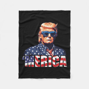 4th Of July Usa American Flag Trump Vintage Outfit Fleece Blanket
