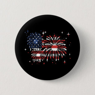 4th Of July USA Fireworks 6 Cm Round Badge
