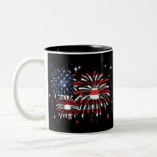 4th Of July USA  Fireworks Two-Tone Coffee Mug