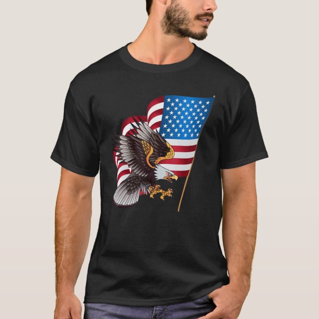 4th Of July Usa Flag American Patriotic Eagle 1 T-Shirt (Front)