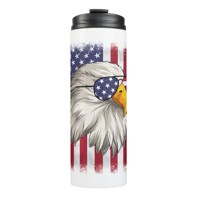4th Of July USA Flag American Patriotic Eagle Thermal Tumbler (Front)
