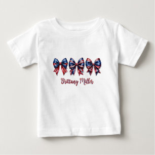 4th of July USA Flag Bow Custom T-Shirt