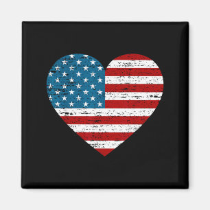 4th Of July Usa Flag Heart Patriotic Aamerica Magnet
