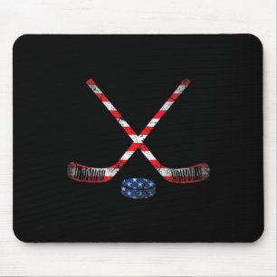 4th Of July USA Flag Hockey Patriotic Hockey Lover Mouse Mat