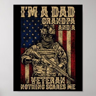 4th Of July Usa Flag I'm A Dad Grandpa And A Veter Poster