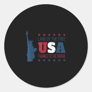 4th Of July Usa Flag Land Of Free Memorial Day Pat Classic Round Sticker