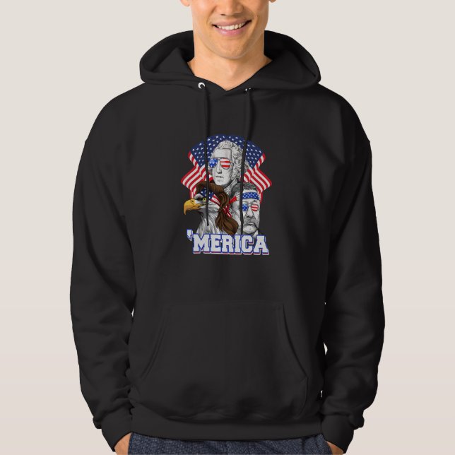 4th Of July Usa Flag Merica Washington Roosevelt B Hoodie (Front)