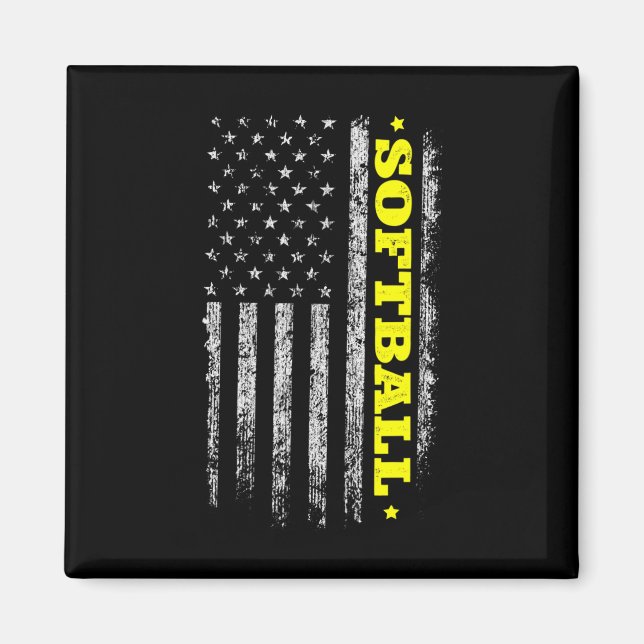 4th Of July Usa Flag Softll Independence Day Tee W Magnet (Front)