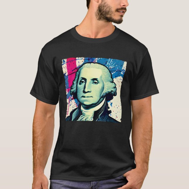4th of July USA George Washington American Art On T-Shirt (Front)