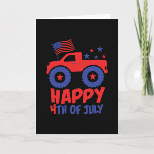 4th of July USA Kids Monster Truck Card