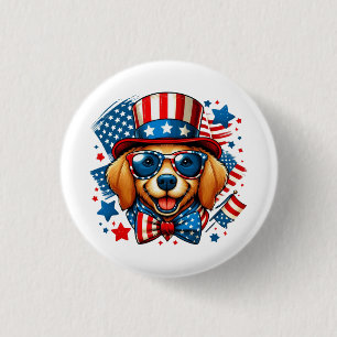 4th of July USA Patriotic Dog Independence Day 3 Cm Round Badge