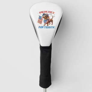 4th of July USA Patriotic Dog Proudly Golf Head Cover