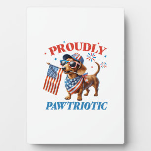 4th of July USA Patriotic Dog Proudly Plaque