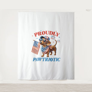 4th of July USA Patriotic Dog Proudly Tapestry