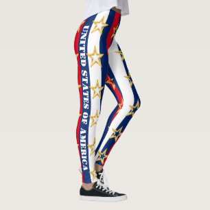 4th of July USA Stripes Womens Leggings Pants