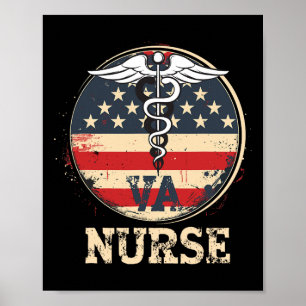 4th Of July Va Nurse Flag Wings Appreciation Nurse Poster
