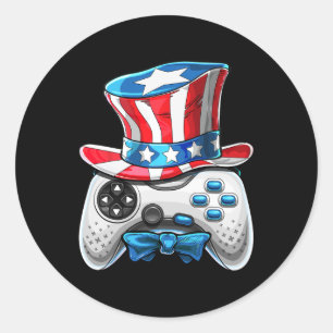 4th Of July Video Game American Flag Uncle Sam Gam Classic Round Sticker