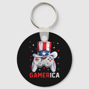 4th Of July Video Game American Flag Uncle Sam Gam Key Ring