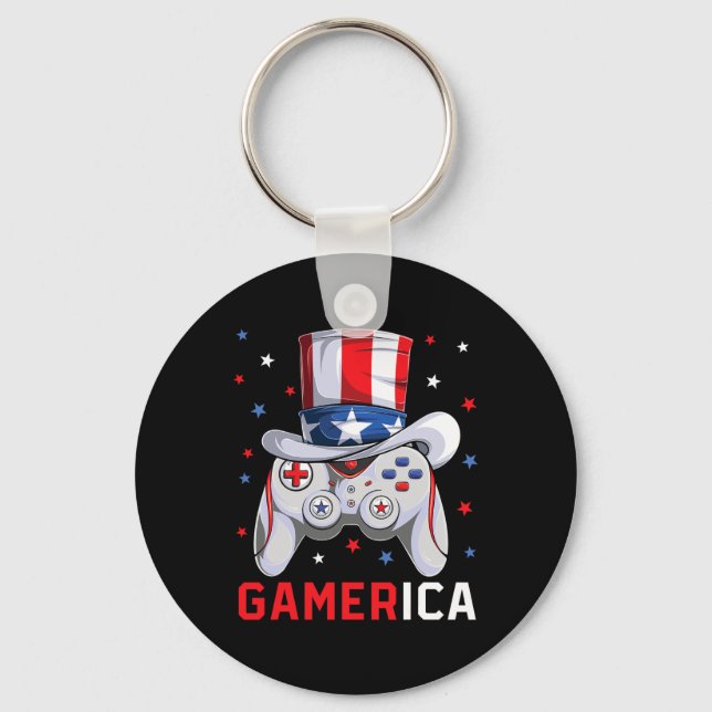 4th Of July Video Game American Flag Uncle Sam Gam Key Ring (Front)