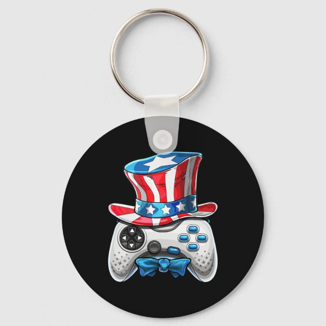 4th Of July Video Game American Flag Uncle Sam Gam Key Ring (Front)