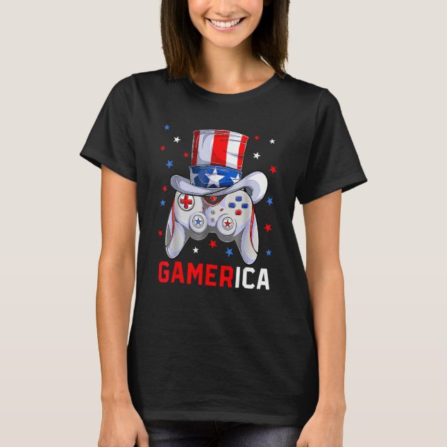 4th Of July Video Game American Flag Uncle Sam Gam T-Shirt (Front)
