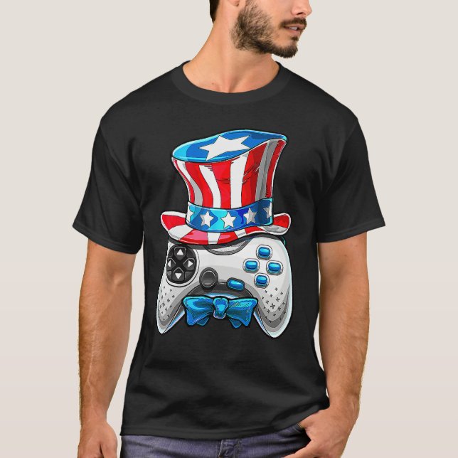 4th Of July Video Game American Flag Uncle Sam Gam T-Shirt (Front)