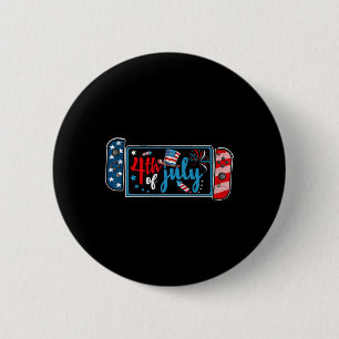 4th Of July Video Game American Gamer Kids Boys Me 6 Cm Round Badge