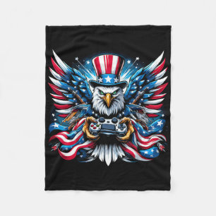 4th Of July Video Game Bald Eagle American Flag Bo Fleece Blanket