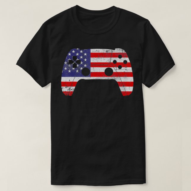 4th Of July Video Game Gamer Kids Boys Men USA Fla T-Shirt (Design Front)