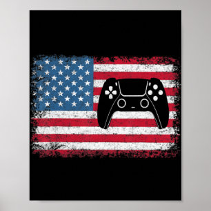 4th Of July Video Game Gamer Kids Boys Men USA Poster