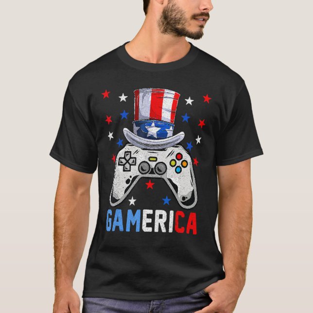 4th Of July  Video Game Gamerica Kids Boys Men USA T-Shirt (Front)
