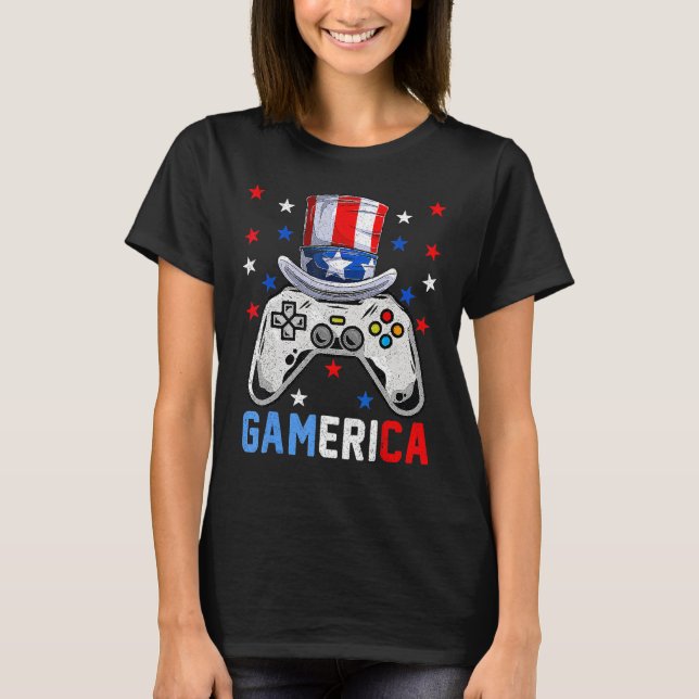 4th Of July  Video Game Gamerica Kids Boys Men USA T-Shirt (Front)