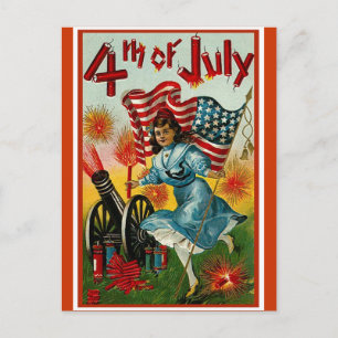 4th of July - Vintage Art Postcard
