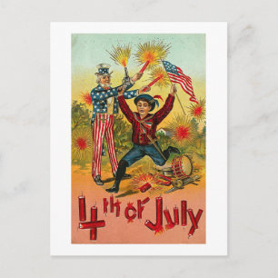 4th of July - Vintage art Postcard