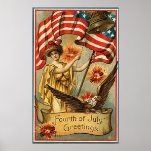 4th of July - Vintage Art Poster