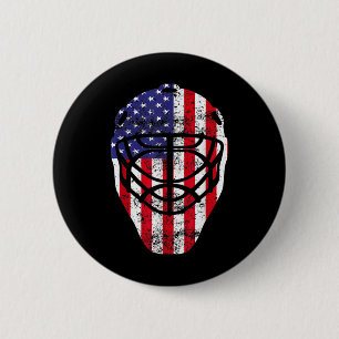 4th of July Vintage Hockey Goalie Mask American Fl 6 Cm Round Badge