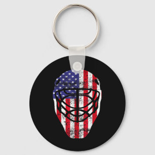 4th of July Vintage Hockey Goalie Mask American Fl Key Ring