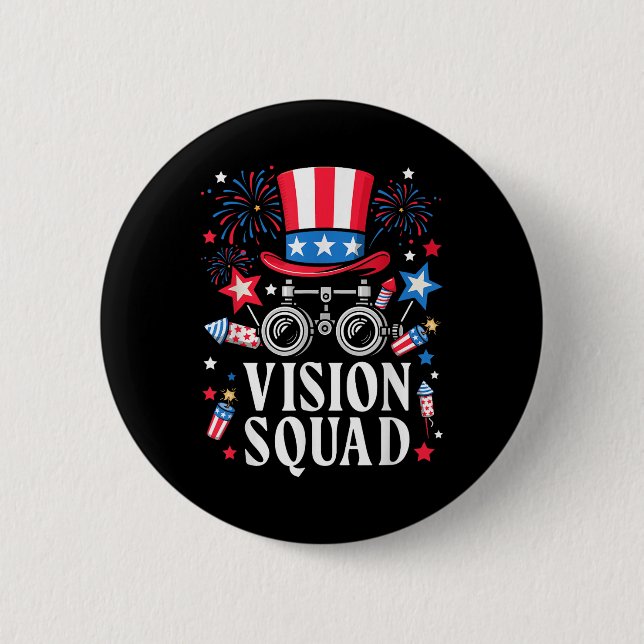 4th Of July Vision Squad Optometry Optician Optome 6 Cm Round Badge (Front)
