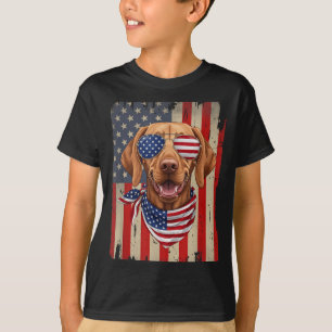 4th Of July Vizsla Dog Aamerican Flag Usa T-Shirt