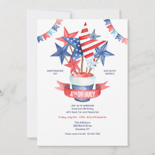 4th of July Watercolor Invitation
