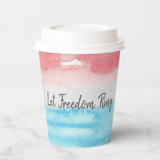 4th of July Watercolor Red & Blue Paper Cup