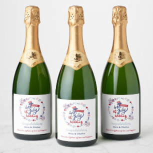 4th of July Wedding Cheers to Love Personalised Sparkling Wine Label