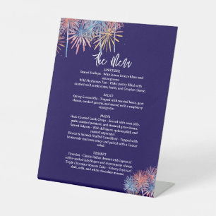4th of July Wedding Menu, Minimalist Menu Pedestal Sign