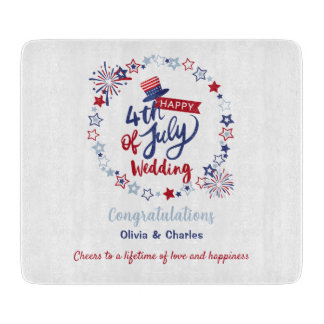 4th of July Wedding | Personalized Bride & Groom  Cutting Board