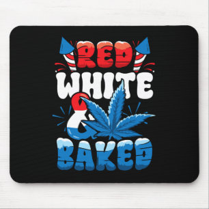 4th Of July Weed Red White Byked Funny Mouse Mat