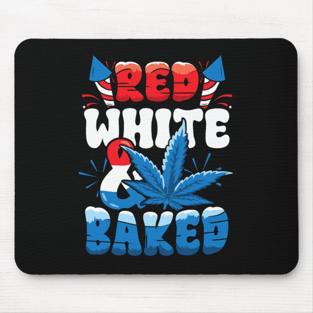 4th Of July Weed Red White Byked Funny  Mouse Mat (Front)