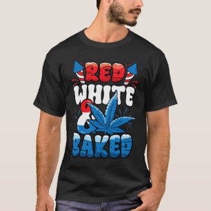 4th Of July Weed Red White Byked Funny  T-Shirt