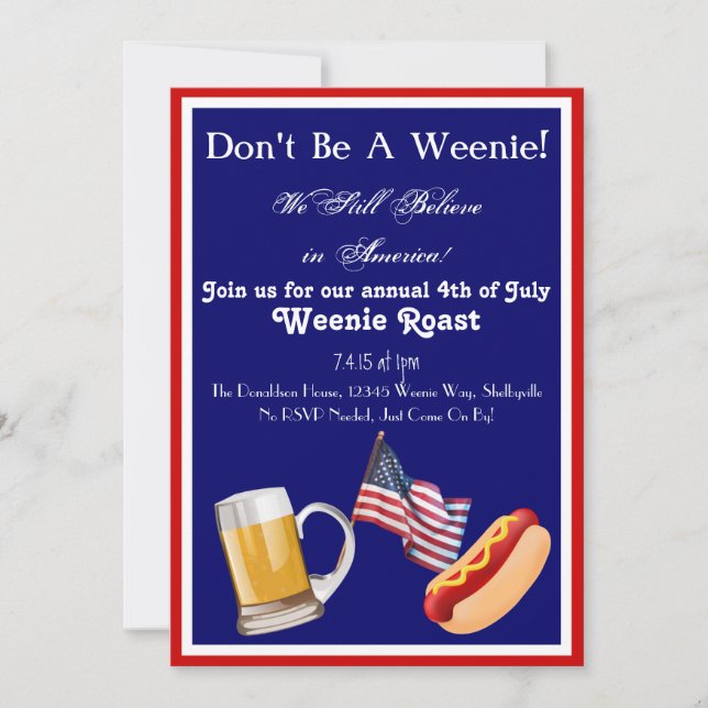 4th of July Weenie Roast Invitations (Front)