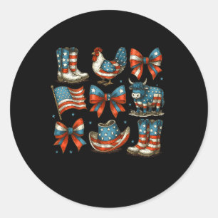 4th Of July Western Brushstroke Makes America Cowg Classic Round Sticker
